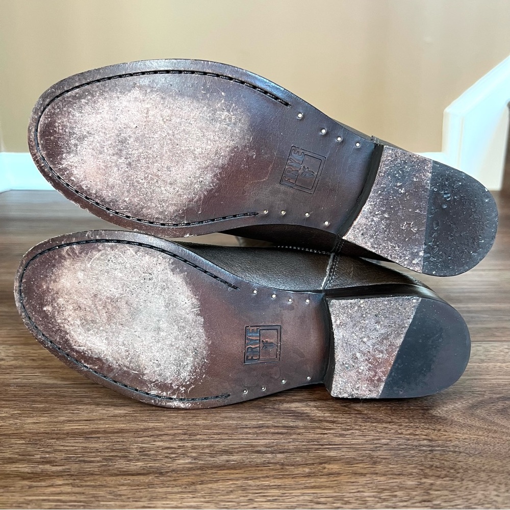 Frye Brown Leather Tall Combat/Moto Boots - Picture 12 of 15